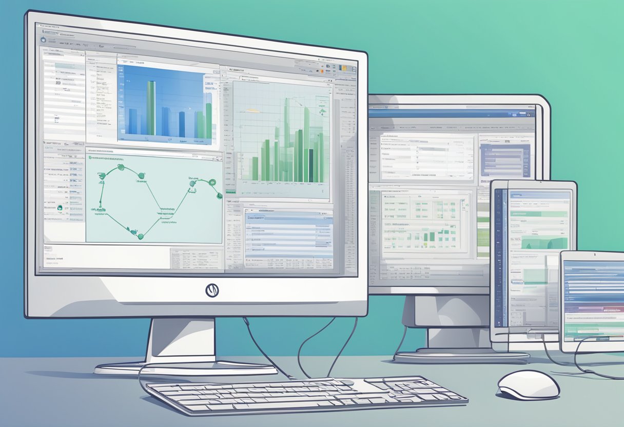 A computer screen displaying various interchangeable components, symbolizing adaptability and customization in project management software