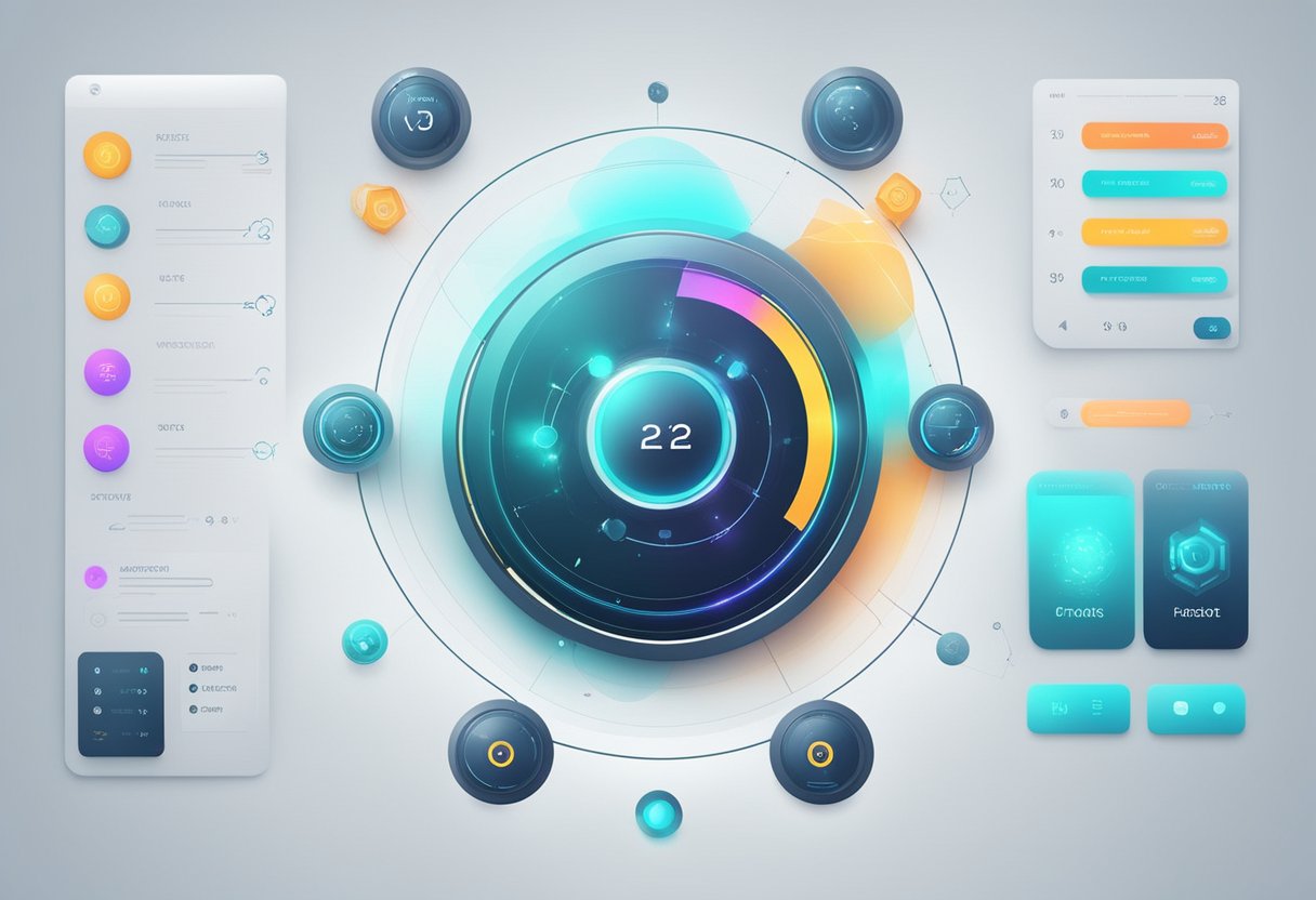 A futuristic web interface with interactive elements and smooth transitions