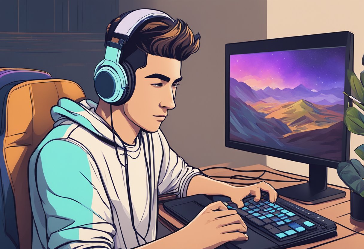 A gamer wearing headphones while seamlessly connecting to multiple devices for an immersive gaming experience